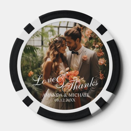 'Liefde & Bedankt' Custom Photo Wedding Favoriet Poker Chips (Achterkant)