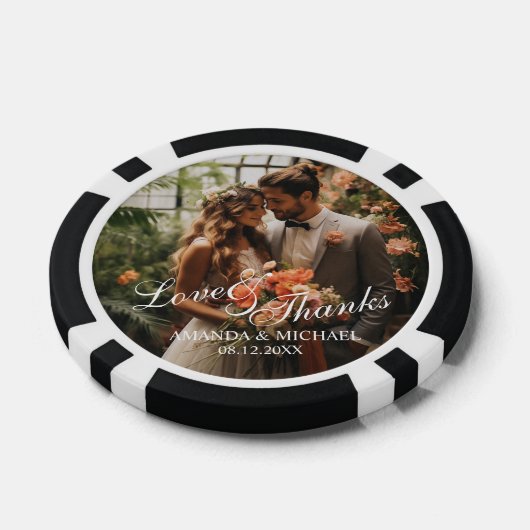 'Liefde & Bedankt' Custom Photo Wedding Favoriet Poker Chips (Enkel)