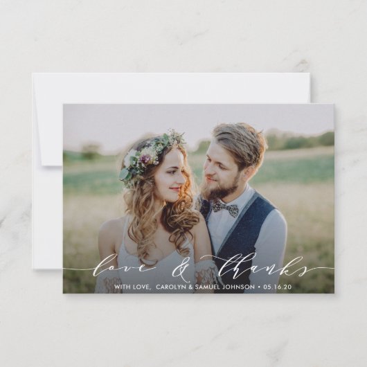 Liefde & Bedankt | Dank u bruiloft fotokaart (Voorkant)