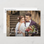 Liefde & Bedankt | Dank u bruiloft fotokaart Briefkaart (Voorkant / Achterkant)