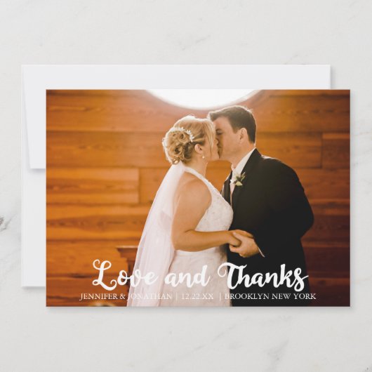 Liefde & Bedankt Eenvoudige Chic Wedding Foto (Voorkant)