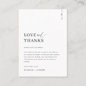 Liefde & Bedankt Eenvoudige Elegante Bruiloft Dank Plaatskaartje (Voorkant)