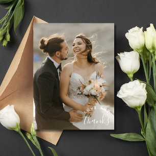 Liefde Bedankt Eenvoudige foto bruiloft Dank u Briefkaart
