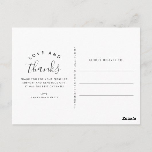 Liefde Bedankt Eenvoudige foto bruiloft Dank u Briefkaart (Achterkant)