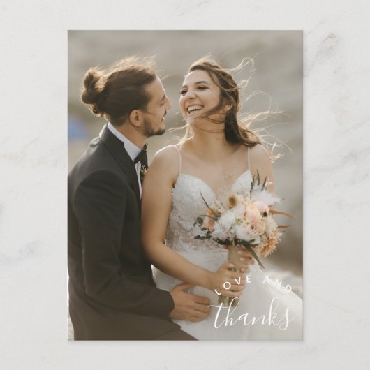 Liefde Bedankt Eenvoudige foto bruiloft Dank u Briefkaart (Voorkant)