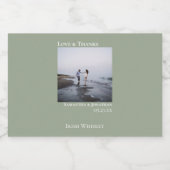 Liefde & Bedankt Eenvoudige Sage Groene Huwelijksf Likeurfles Etiket (Enkel label)