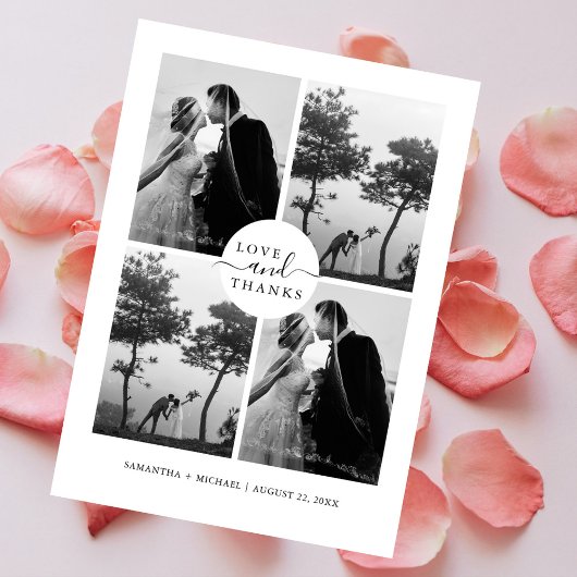 Liefde & Bedankt Elegant 4 foto collage bruiloft