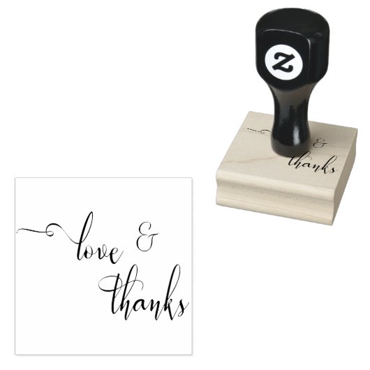 Liefde & Bedankt Elegant, Slim Script Typografie Rubberstempel (Gestempeld)