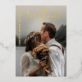 Liefde & Bedankt Elegant Weddenschap Hartelijk dan Folie Uitnodiging