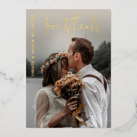 Liefde & Bedankt Elegant Weddenschap Hartelijk dan Folie Uitnodiging (Voorkant)