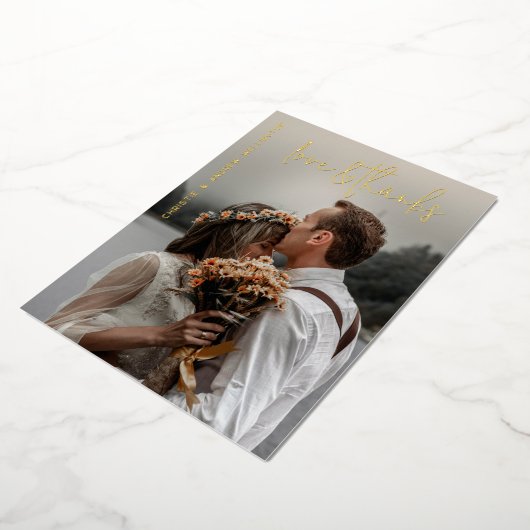 Liefde & Bedankt Elegant Weddenschap Hartelijk dan Folie Uitnodiging (Gedraaid)