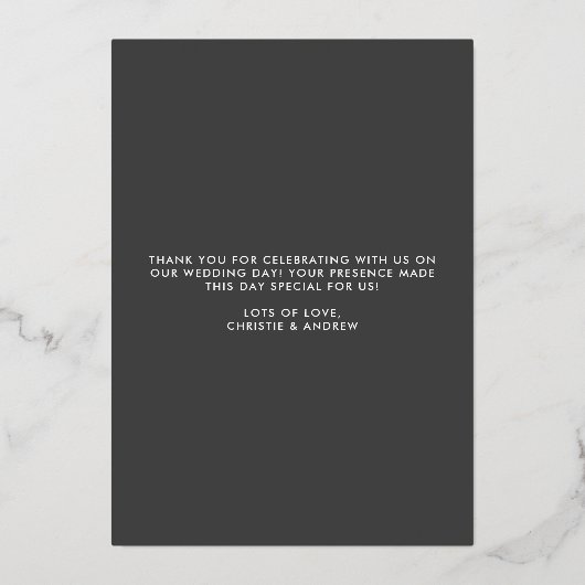 Liefde & Bedankt Elegant Weddenschap Hartelijk dan Folie Uitnodiging (Achterkant)