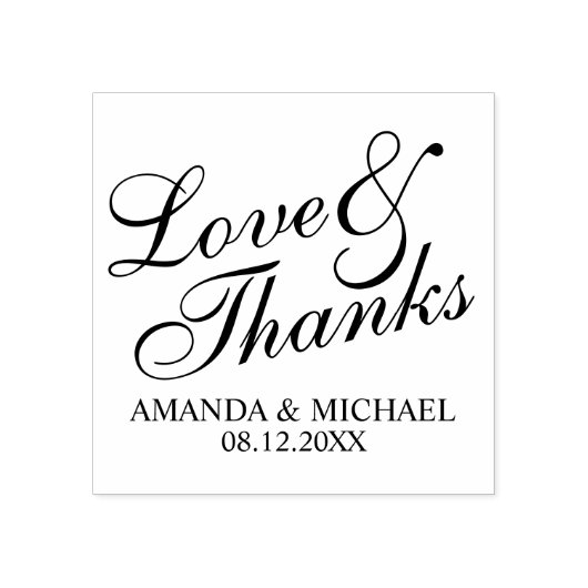 'Liefde & Bedankt Elegant Wedding Favor Rubberstempel (Afrduk)