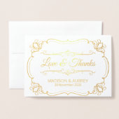 Liefde & Bedankt Elegante bruiloft Dank u voor uw  Folie Kaarten (Voorkant met envelop)