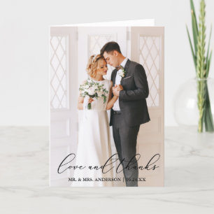 Liefde Bedankt Elegante Kalligrafie Trouwfoto Vouw