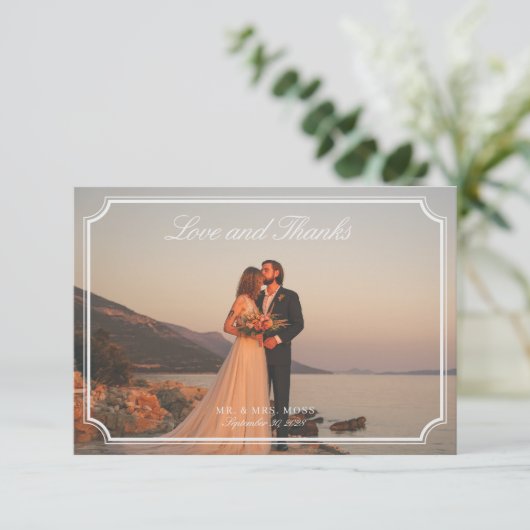 Liefde & Bedankt Elegante trouwfoto (Staand voorkant)