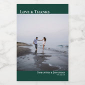 Liefde & Bedankt Emerald Green Wedding Foto Mini Wijn Etiket (Enkel label)