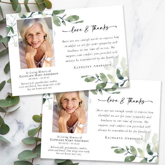 Liefde & Bedankt Eucalyptus Begrafenisfoto