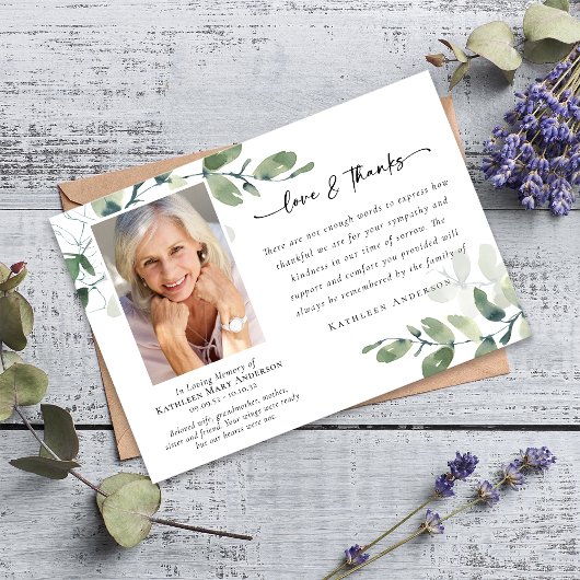 Liefde & Bedankt Eucalyptus Begrafenisfoto