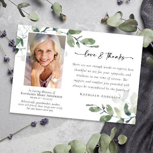 Liefde & Bedankt Eucalyptus Begrafenisfoto