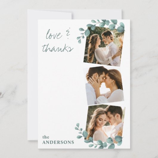 Liefde Bedankt Eucalyptus Greenery 3 Fotobruiloft (Voorkant)