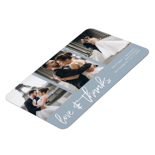 Liefde Bedankt Foto Collage Hand-Letterige Stusty  Magneet (Linkerzijde)