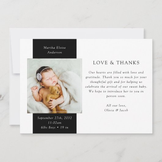 Liefde & Bedankt Foto Nieuwe baby geboorte Aankondiging (Voorkant)