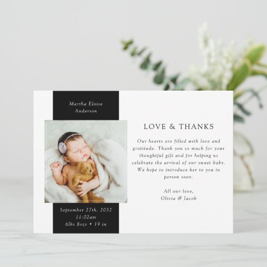 Liefde & Bedankt Foto Nieuwe baby geboorte Aankondiging (Staand voorkant)