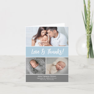 Liefde & Bedankt Fotocollage Zacht Blauw Baby show