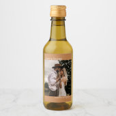 Liefde & Bedankt Golden Tan Wedding Photo Mini Wijn Etiket (Voorkant)