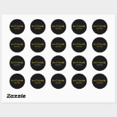 Liefde & Bedankt Goud Zwart Modern Chic Bruiloft F Ronde Sticker (Vel)