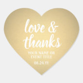 Liefde & Bedankt Gouden Faux Folie Eenvoudig Elega Hart Sticker (Voorkant)