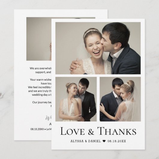 Liefde & Bedankt Hart Moderne bruiloft Fotocollage (Voorkant / Achterkant)