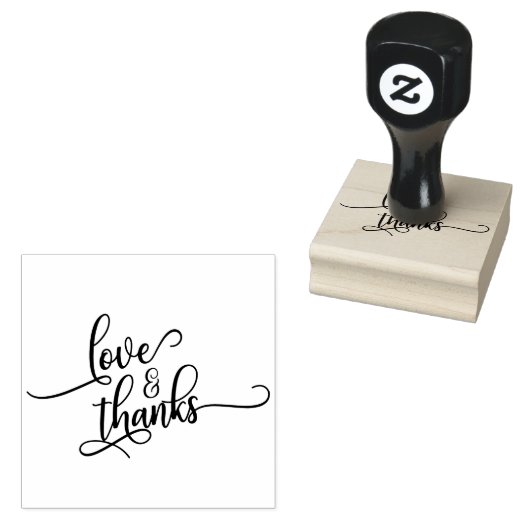 Liefde & Bedankt in  Script Typografie Rubberstempel (Gestempeld)