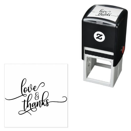 Liefde & Bedankt in  Script Typografie Zelfinktende Stempel (In situ)