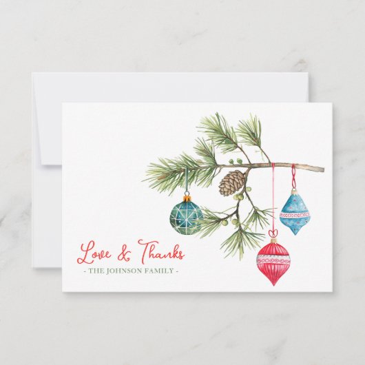 Liefde & Bedankt Kerst Waterverf Dank u kaart (Voorkant)