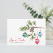 Liefde & Bedankt Kerst Waterverf Dank u kaart (Staand voorkant)