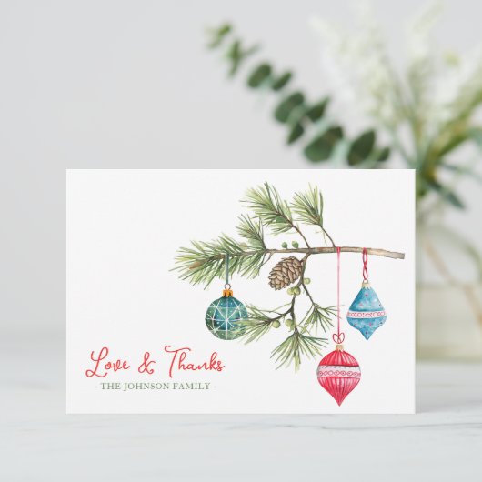 Liefde & Bedankt Kerst Waterverf Dank u kaart (Staand voorkant)