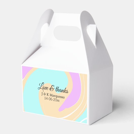 Liefde & bedankt kleurrijke marmeren bruiloft naam bedankdoosjes (Voorkant Zijde)