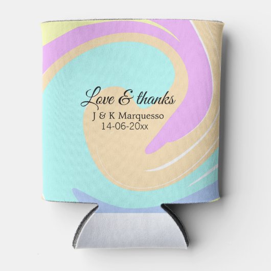 Liefde & bedankt kleurrijke marmeren bruiloft naam blikjeskoeler (Voorkant)