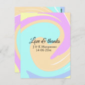 Liefde & bedankt kleurrijke marmeren bruiloft naam briefkaart (Voorkant / Achterkant)