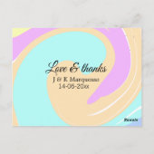 Liefde & bedankt kleurrijke marmeren bruiloft naam briefkaart (Achterkant)