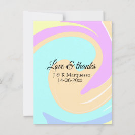 Liefde & bedankt kleurrijke marmeren bruiloft naam briefkaart