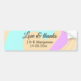 Liefde & bedankt kleurrijke marmeren bruiloft naam bumpersticker