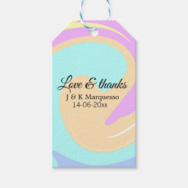 Liefde & bedankt kleurrijke marmeren bruiloft naam cadeaulabel