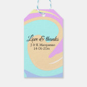 Liefde & bedankt kleurrijke marmeren bruiloft naam cadeaulabel (Achterkant)