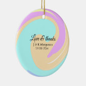 Liefde & bedankt kleurrijke marmeren bruiloft naam keramisch ornament (Rechts)