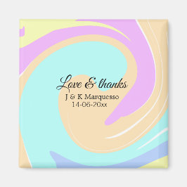 Liefde & bedankt kleurrijke marmeren bruiloft naam magneet