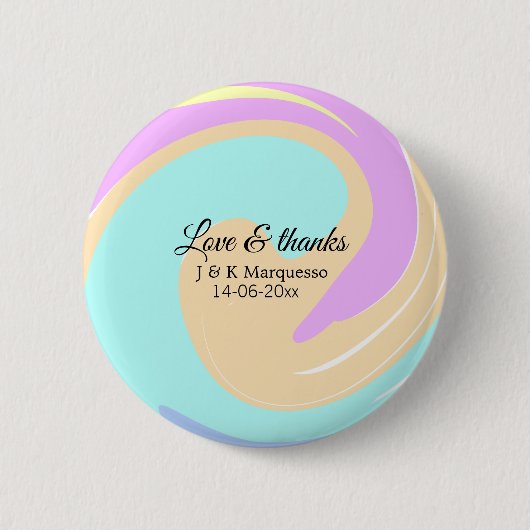 Liefde & bedankt kleurrijke marmeren bruiloft naam ronde button 5,7 cm (Voorkant)