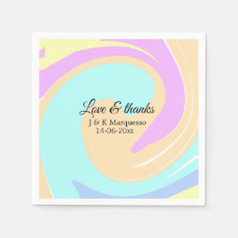Liefde & bedankt kleurrijke marmeren bruiloft naam servet
